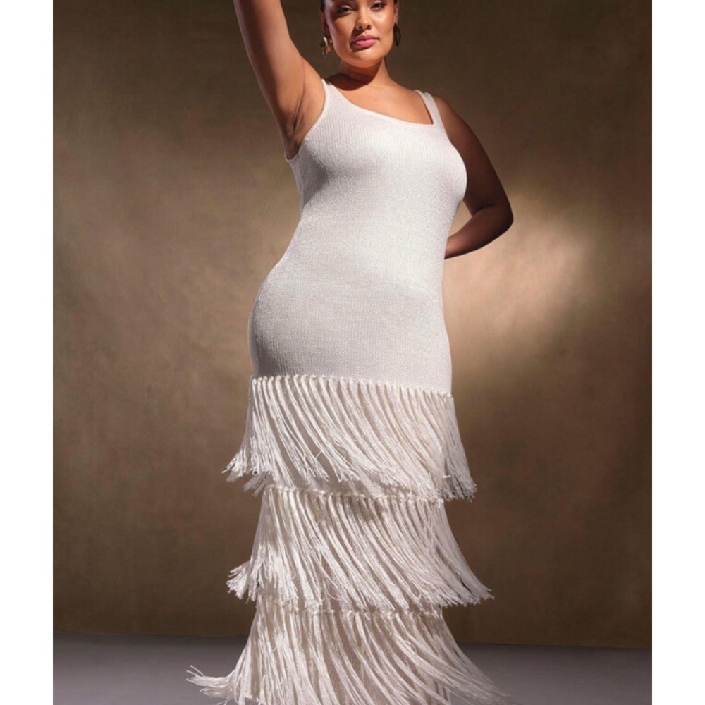 Elegant White Fringe Dress
